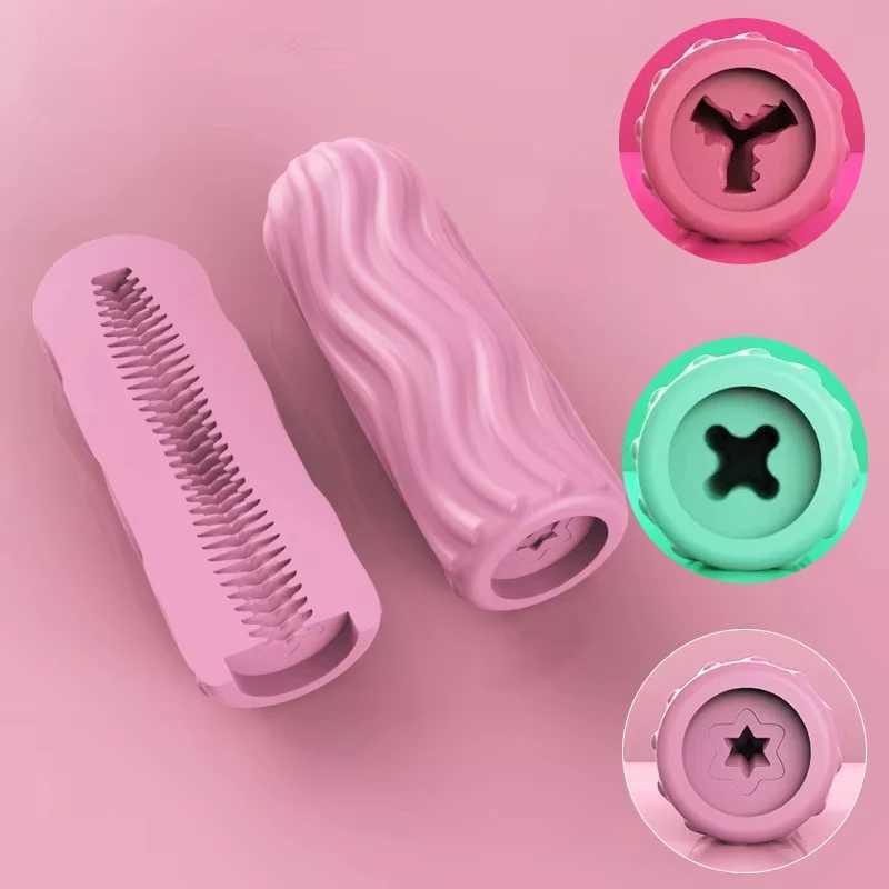 Male Masturbator Cup Manual Silicone Portable Sucking Airplane Cup Soft Vagina Blowjob Pocket Pussy Masturbation Sex Toy For MenXJ250311