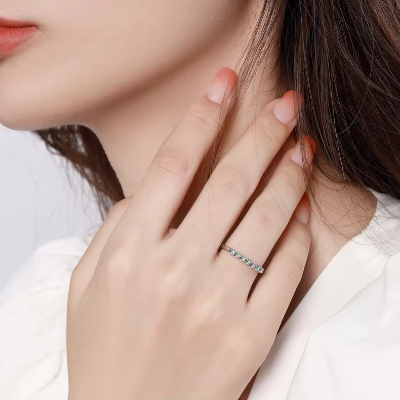 A Row Moissanite Diamond 18k Gold Rings Diamond Classic Wedding 925 Sterling Silver Moissanite Ring for Women Jewelry