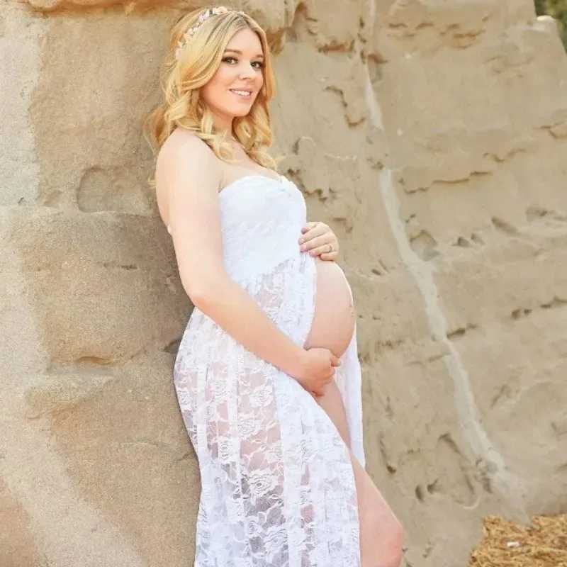 Sleeveless Lace Pregnant One Line Neck Tailed Bra Photography Maternity Dress for Photoshoot Pregnancy Women X250224