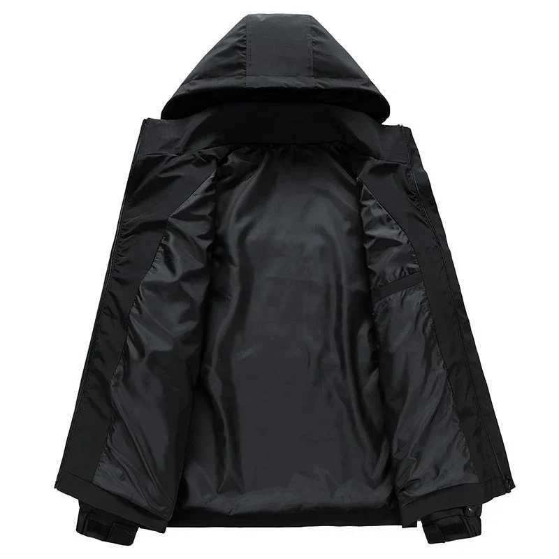 9XL Large Size Jacket Mens Spring Autumn Multi-pocket Cargo Jackets Loose Workwear Jacket Hooded Youth Coats Tops Mens ClothesT250311