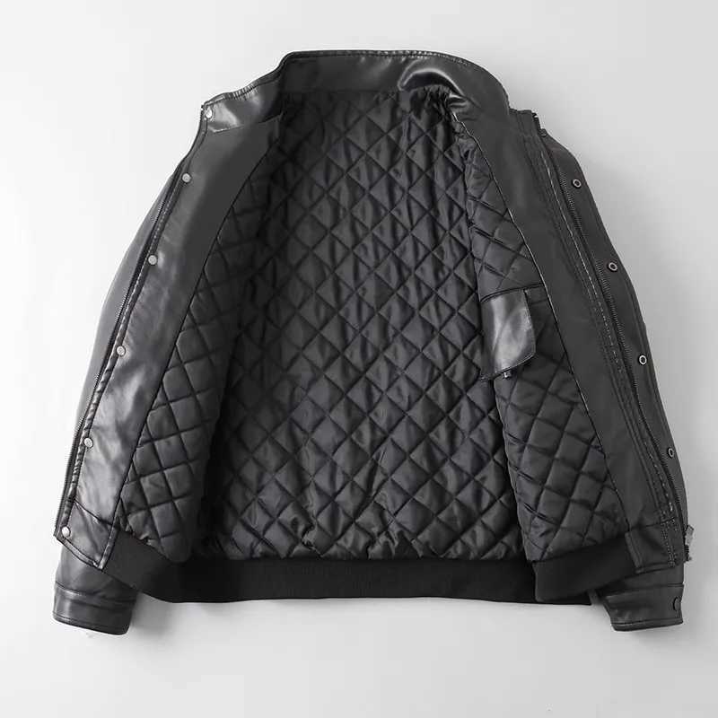 Spring Autumn Stand Collar Black Pu Leather Jackets Men Fashion Motorcycle Biker Coats Male Casual Moto leather Outerwear CoatsT250311