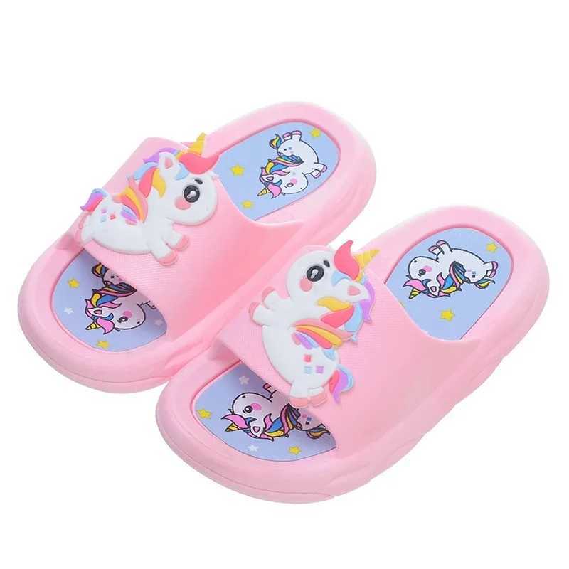 Kids slippers Cute unicorn summer girls slippers Home indoor non-slip bath outdoor beachT250311