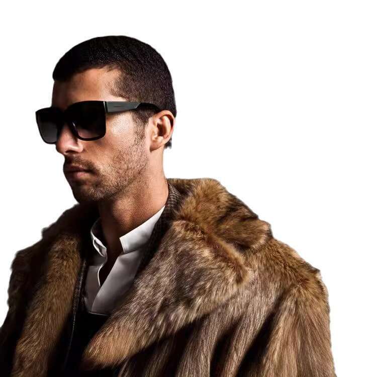 Autumn New Fox Sleeved Men's Long Faux Fur Coat, Cool Trendy, Warm And Fashionable In Winter