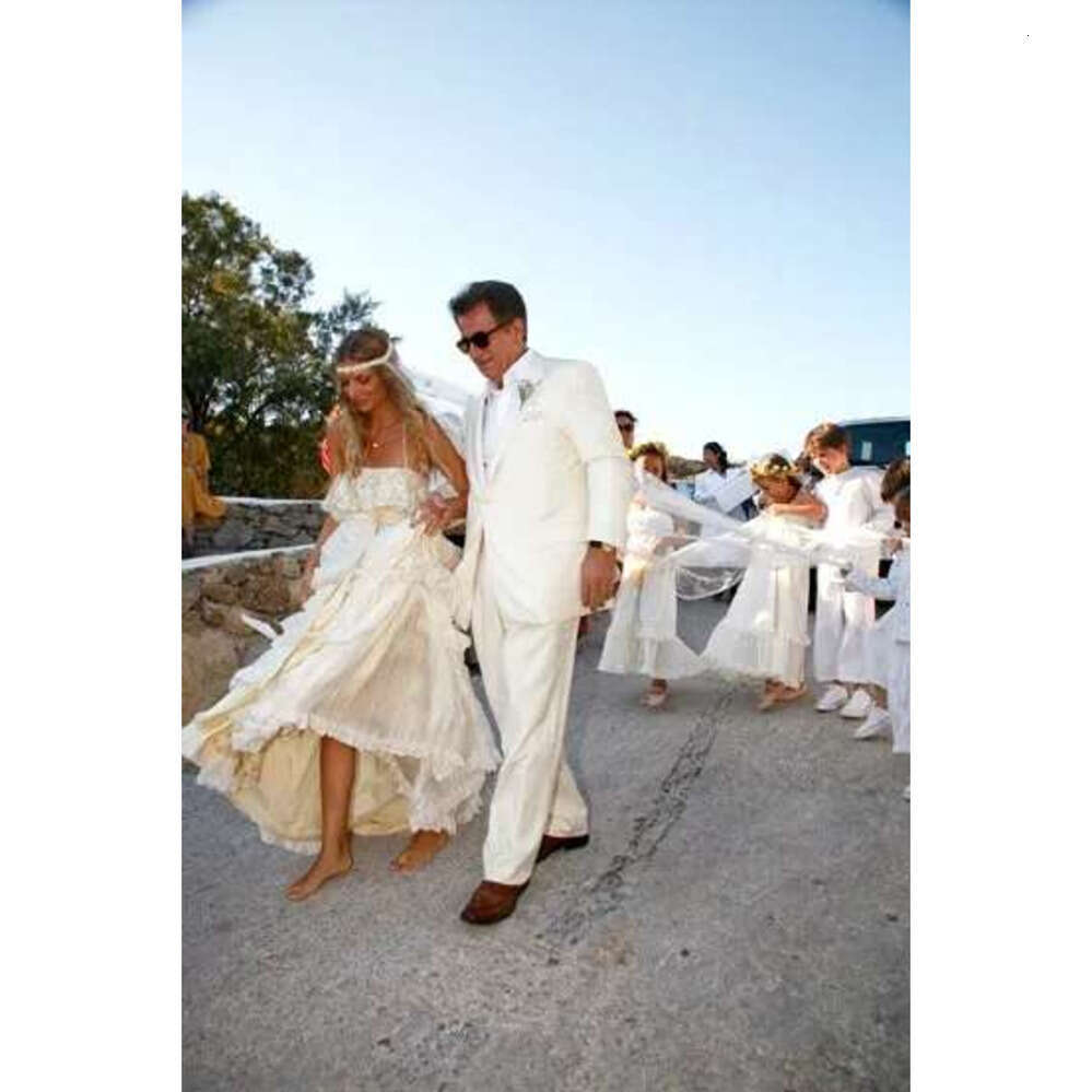 Vintage Style Boho Beach Wedding Dresses Sexy Spaghetti Straps Tiered Lace Chiffon A E Bridal Gowns