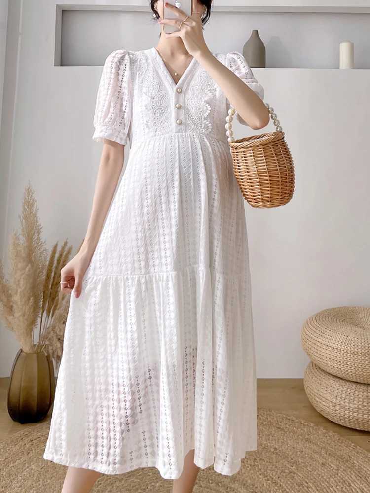 Maternity Dresses Lace Pregnant Women Clothes short sleeve pregnancy photoshoot dress korean fashion vestidos de fotografiaT250311
