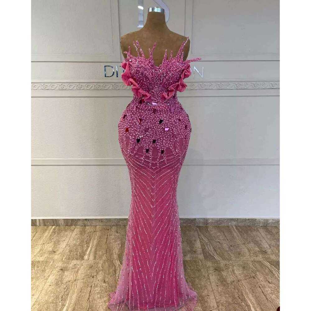 Strapless Ball Gowns for Women, Sleeveless, Pearls, Lace, Evening Dress, Custom, Lace