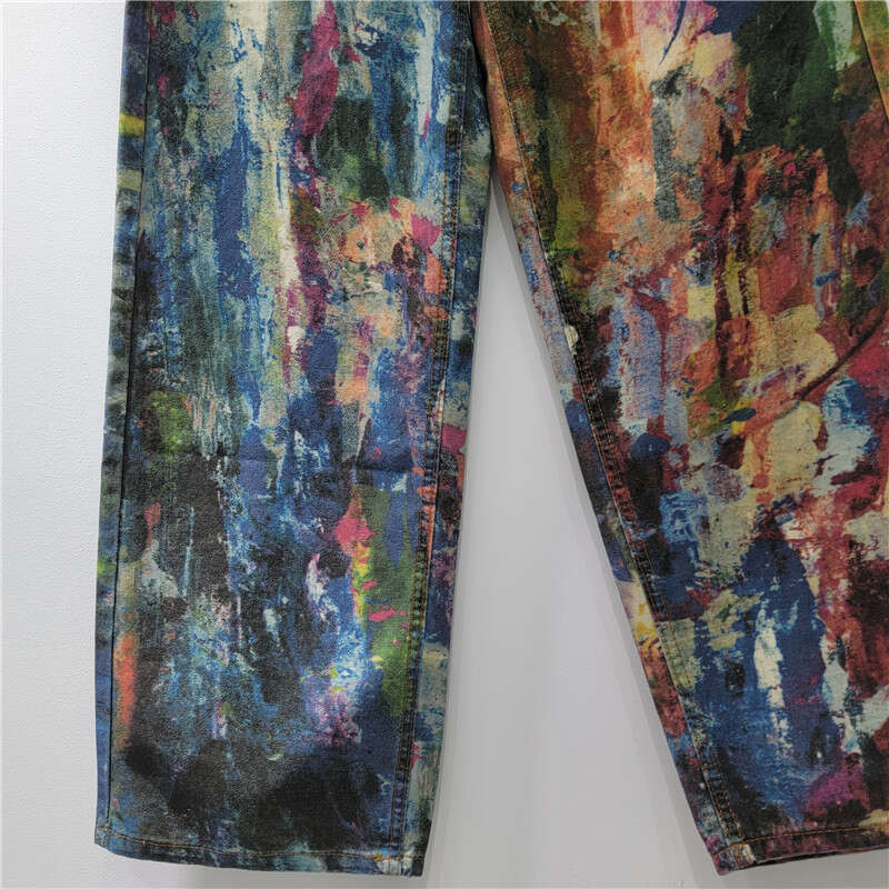 American Printed Splashed Ink Color Palette Jeans For Women, New Street Design, Graffiti Style, Personalized Pants