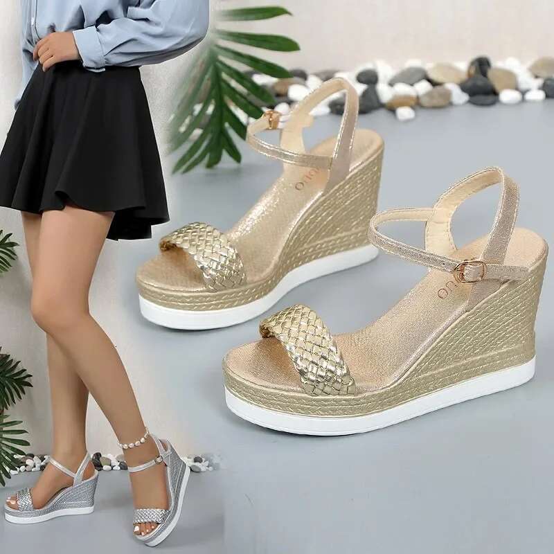 Wedge Women's Summer with Open Toe Thick Sole Casual Shoes Sandals Women Designers