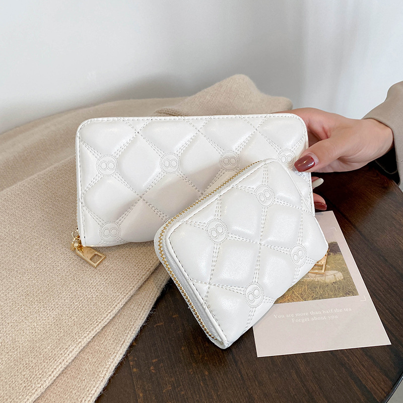 Women s New Black And White Minimalist Fashion Designer Wallet Embroidered Thread Long Handbag Large Capacity Storage Phone Card Bag Free Shipping
