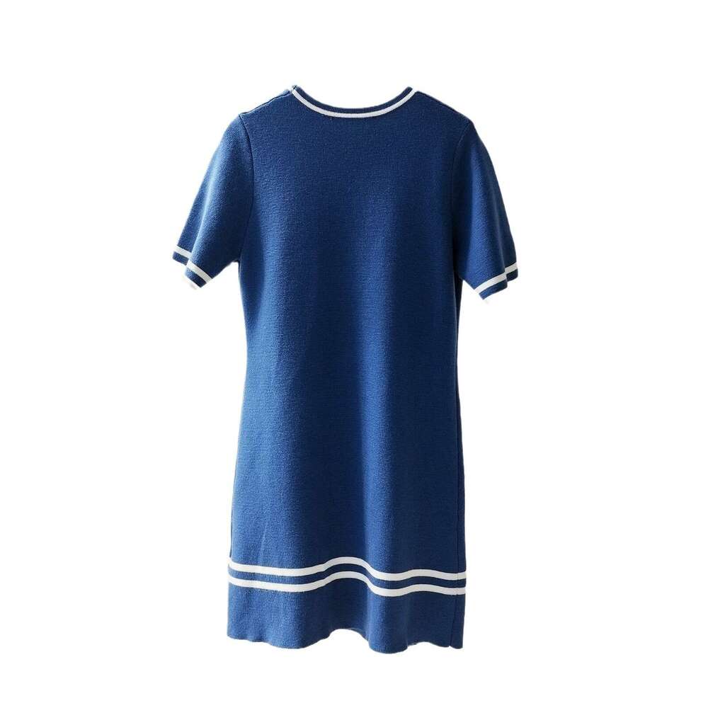 Chunyuan G's New Dress For Spring And Summer, High-End Women's Clothing Style In Nanyou, Round Neck, Short Sleeved, Mid Waist, A-Line Knitte