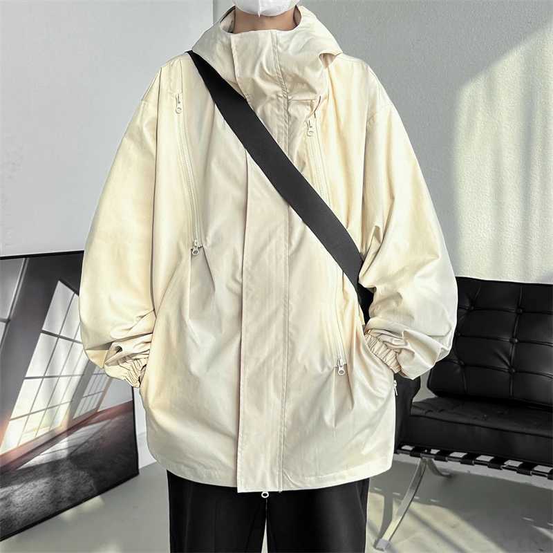 Dropshipping Streetwear 2023 Spring Casual Mens Jackets Hooded Harajuku Windbreaker Jacket For WomanT250311