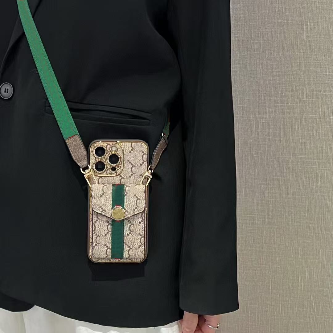 IPhone 16 Pro Max Case Cross Body 15 14 Plus 13 12 Pro 11 Leather Luxury Phone Case Wallet Card Holder Designer Phone Case Handheld Shockproof Ph