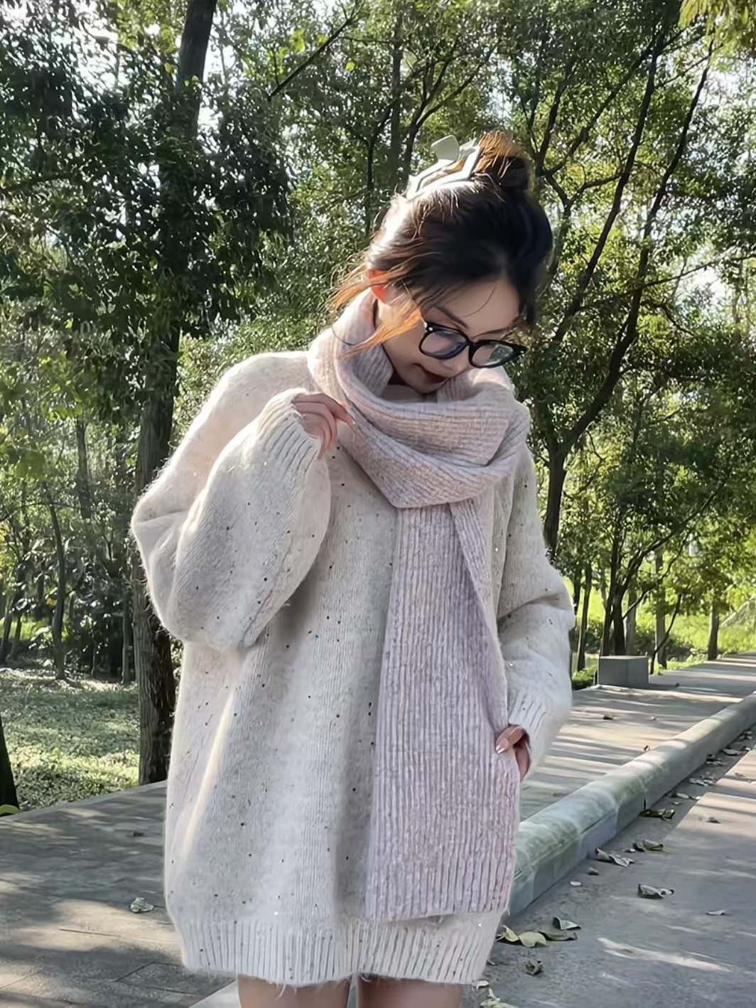 K094 Korean version solid color soft waxy knitted scarf for women 2025 new versatile warm and cold-proof woolen shawl neck scarf internet celebrity
