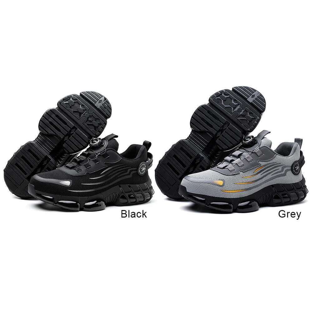 2025 New Model Men Steel Toe Non Slip Rotary Button Safety Shoes Anti-Smash Work Breathable Air Cushion Shoe For Outdoor Sport