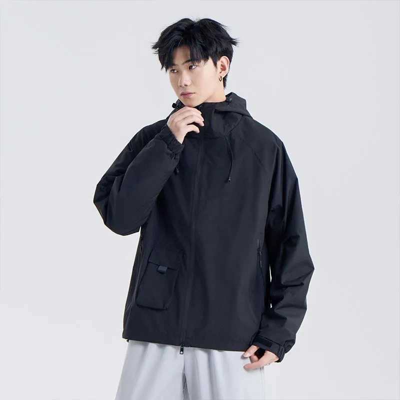 Hiking Jacket Men Breathable Hooded Loose Hood Windbreaker Outdoor Sports Climbing Jacket Camping Fishing Solid Color JacketsT250311