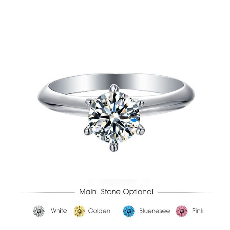 sterling sier designer for women 1-3CT moissanite fashionable womens classic six claw dia ring girls wedding engagement jewelry gift