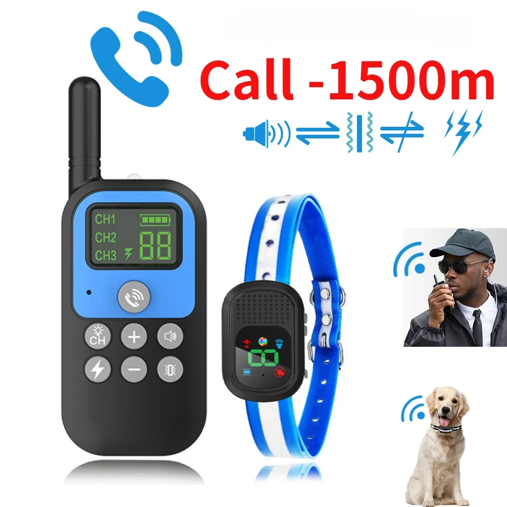 1500m Electric Dog Training Collar Voice Walkie-Talkie Pet Remote Control Waterproof Rechargeable hunting dog Intercom collar