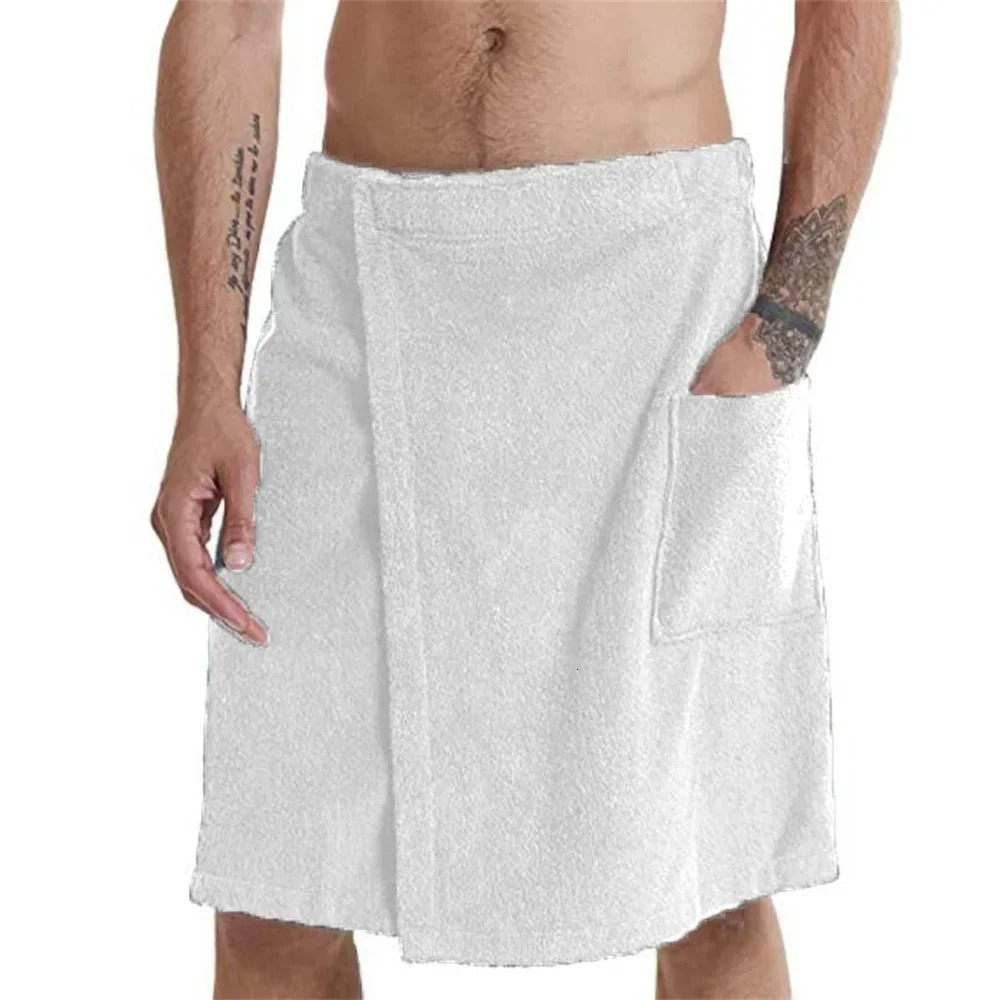 Mens soft wearable bath towel with pocket bathroom shower bag sauna gym swimming holiday spa beach Toalla De Praia 250310