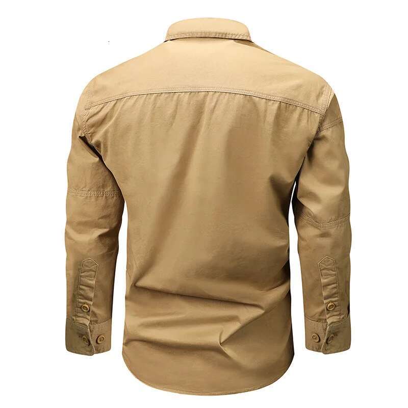 Men's Long Sleeved Shirt With Multiple Pockets Design, Suitable For Outdoor Spring And Autumn Men's Casual Buttoned Shirts