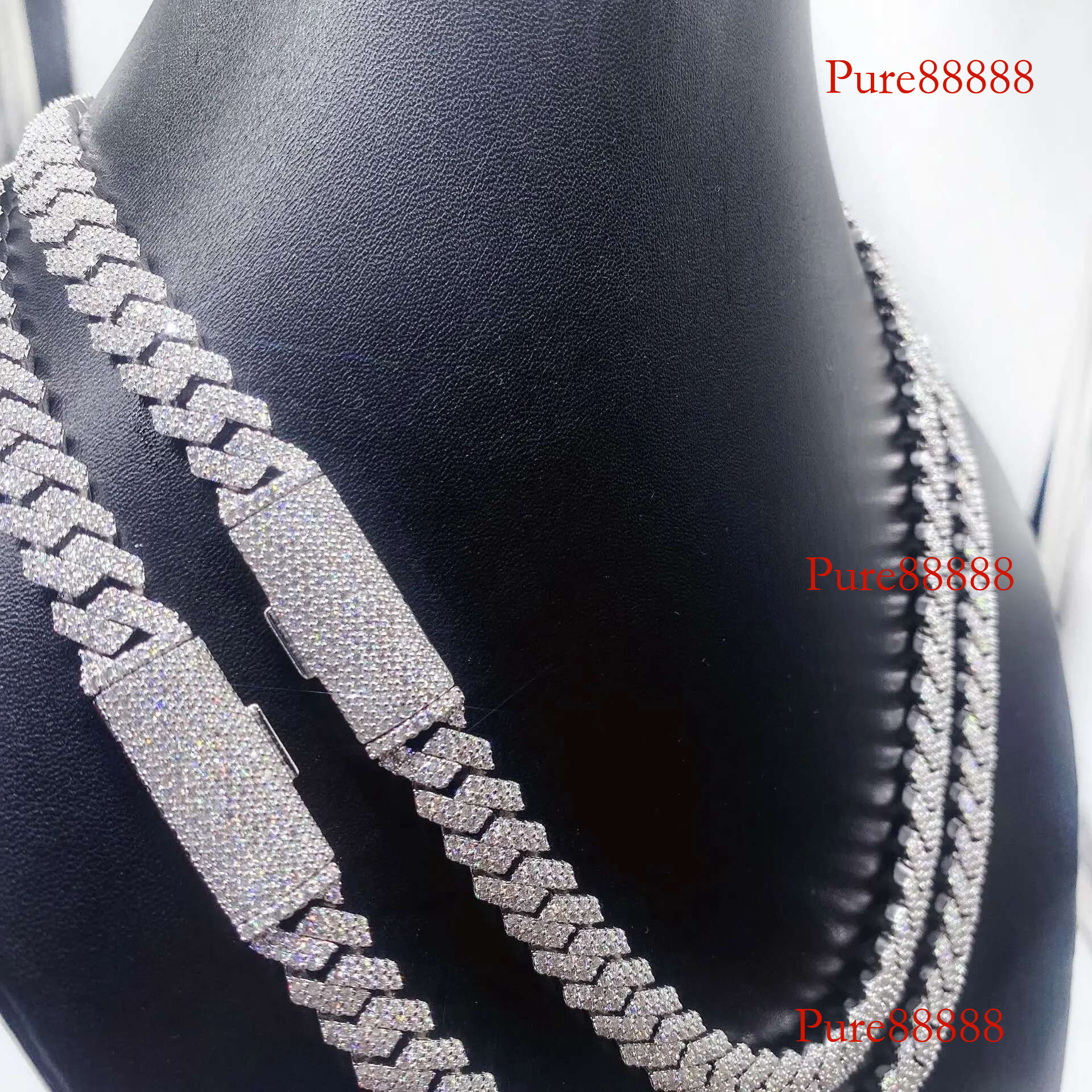 10mm Moissanite Necklace For Women Original S Sterg Sier Men Dia Cuban Chain Pendant Fashion 2023