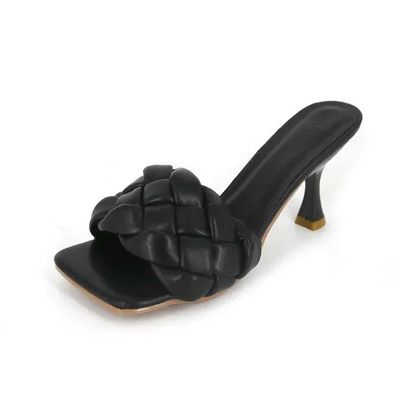 Luxury Slides Women 7cm High Heels Mules Fetish Pumps Individual Weave Leisure Blue Office Ladies Prom Slippers Womens ShoesXJ250311