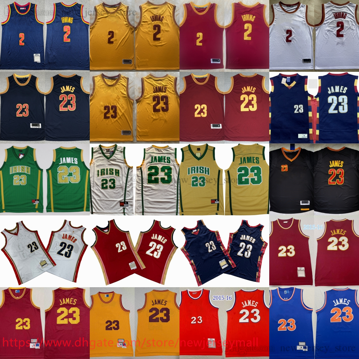 Classic Retro 2015-16 Basketball IrvingJames Jersey Throwback 2011-12 Stitched Jerseys Vintage Navy Red Yellow White 2003-04 Breathable Sport Shirt