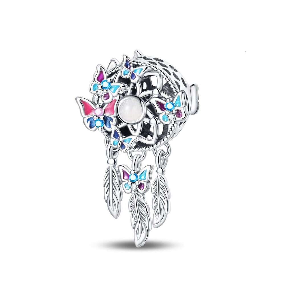 925 Sterling silver Dreamcatcher Moon Bead Pendant Charms Fit bracelet DIY Jewelry Accessories Bracelet New Style