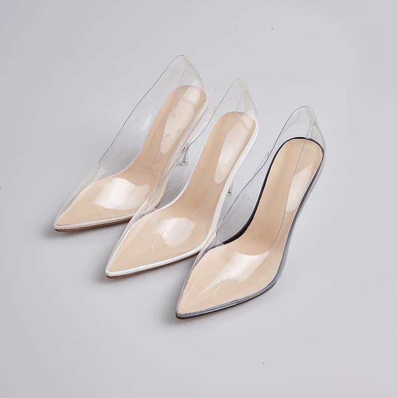 High Heel Kcenid Quality Transparent Perspex High Heels Sexy Ladies Pointed Toe Slip On Wedding Party Pumps Women Shoes