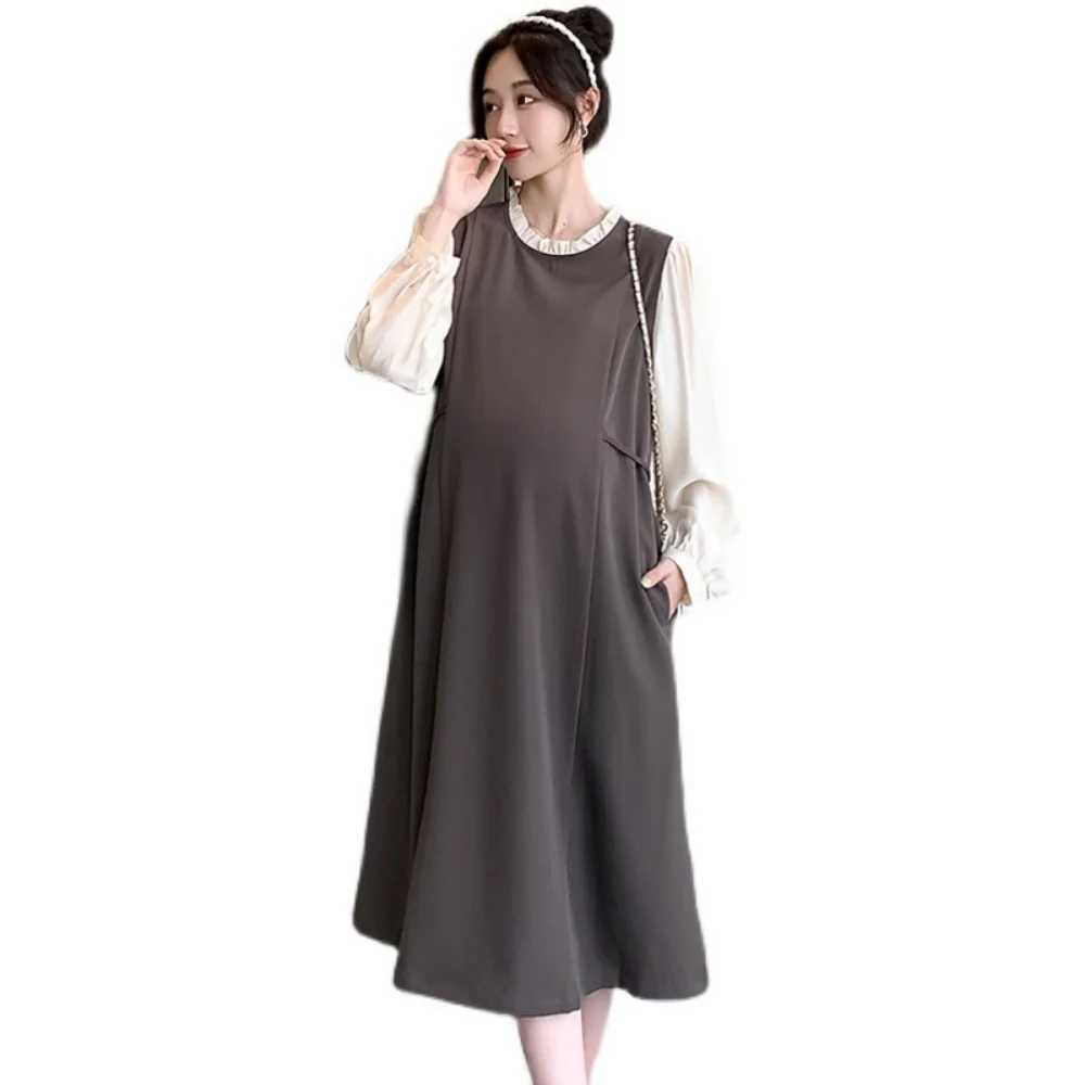 pregnant women clothing Elegant long Sleeve Dress vestidos de fotografia Long Dress korean fashion pregnancy photoshoot dressT250311