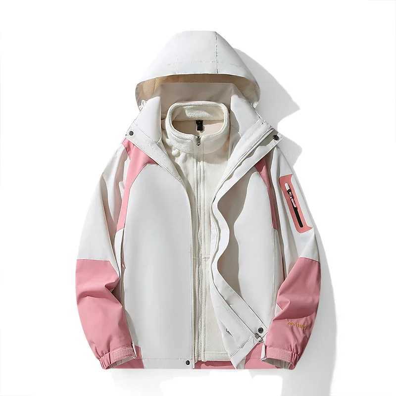 Outdoor Waterproof Suits Men Women Two-pieces Sets 3 in 1 Thick Warm Coats Camping Windbreaker Winter Coat Hiking Size XS-5XLT250311