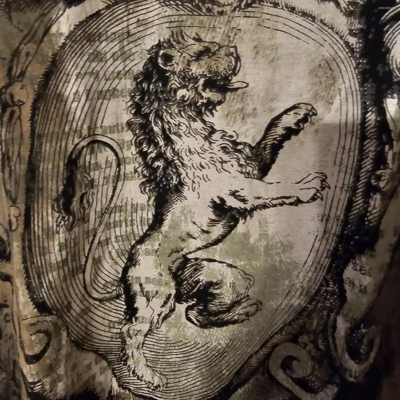 Men's T Shirts 2000s Xzavier Shirt Medium Black Lion Graphic Goth Vamp Wichy Retro Print Cotton Top