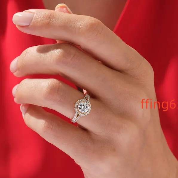 Luxurious 925 Sterling Silver Moissanite Diamond Ring 18K White Gold Plated Designed for Women and Girls