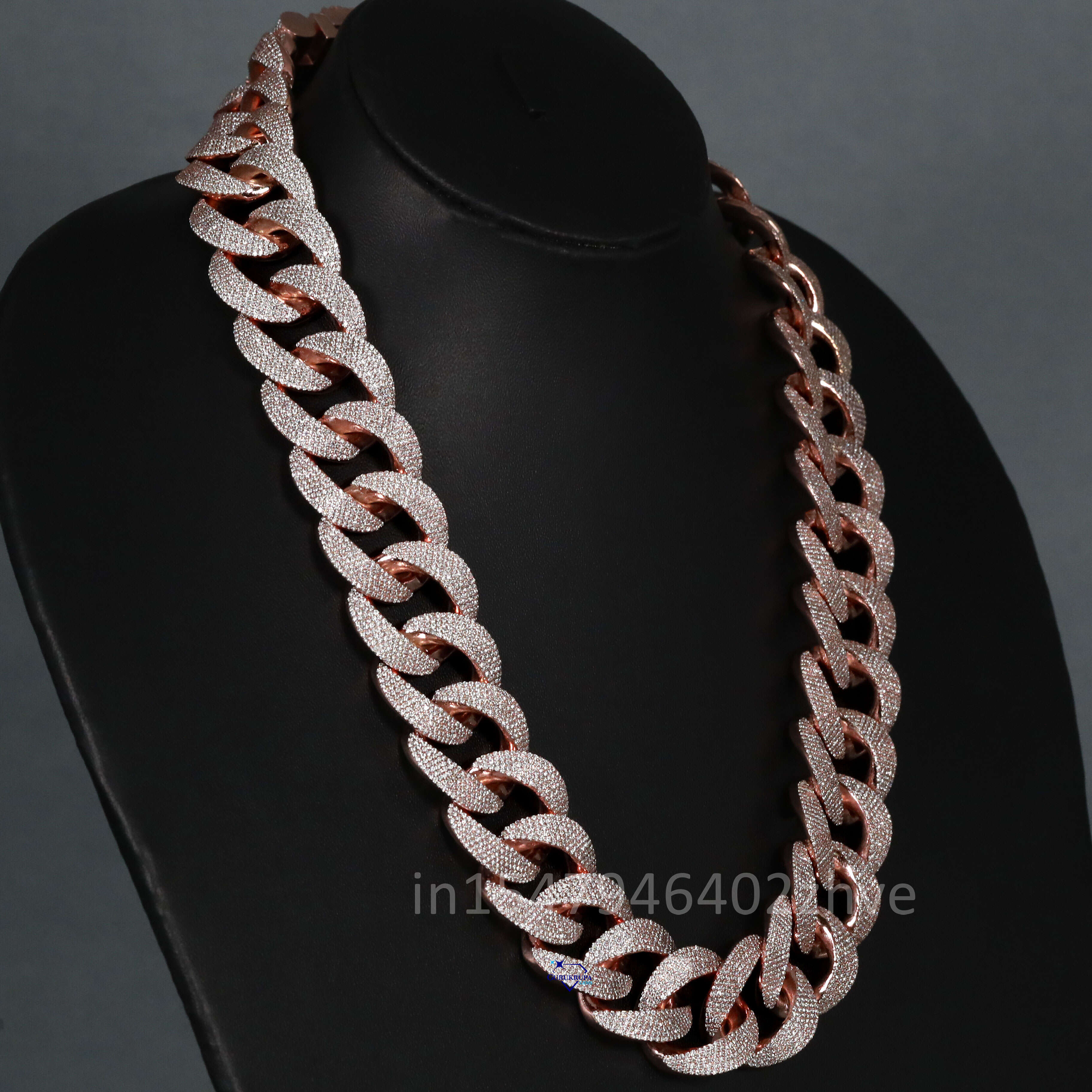Trendy Sterg Sier Round Cut Lab Grown Dia Necklace Exclusive Frill Hip Hop Cuban Chain Enhanced VVS Clarity Men