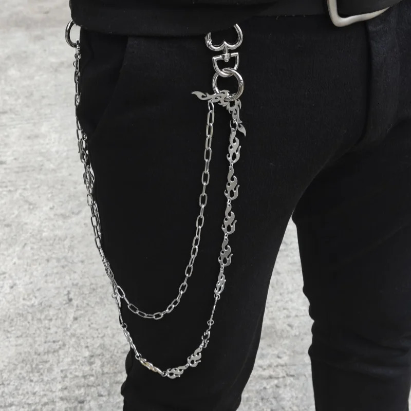 2025 Model Flame Wing Pants Chain Punk Hip Hop Ones Waist Accessories Fashionable Men And Women Key Chain Pendant 250303