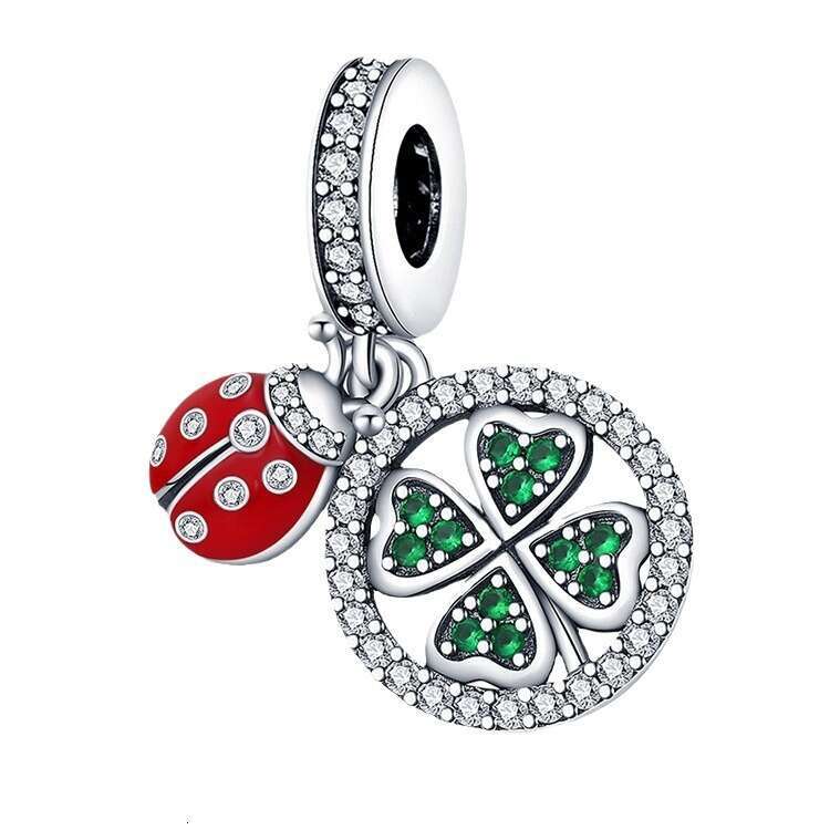 925 Sterling Silver Lucky U-shaped horseshoe clover tree pendant Charms beads Fit bracelet DIY accessory for women gift fashion jewelry wholesale