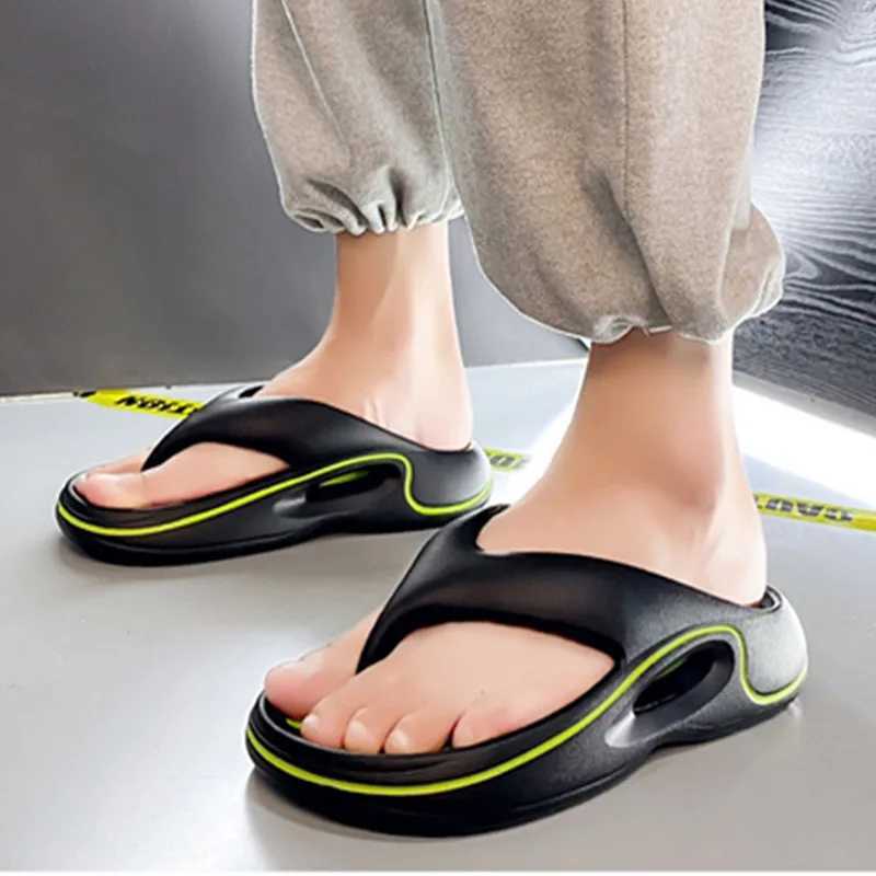2024 Summer Slippers Men Flip Flops Thick Soled EVA Soft Slides For Men N-Slip Fi Sandals Outdoor Beach Summer ShoesXJ250311