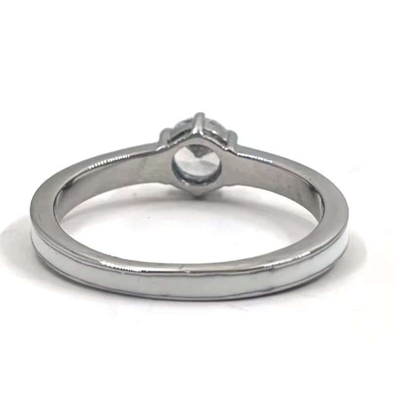 Wholesale Hypoallergenic Steel Sier Cubic Zirconium Radiant Engagement Moissanite Dia Solitaire Ring with 4 Grips