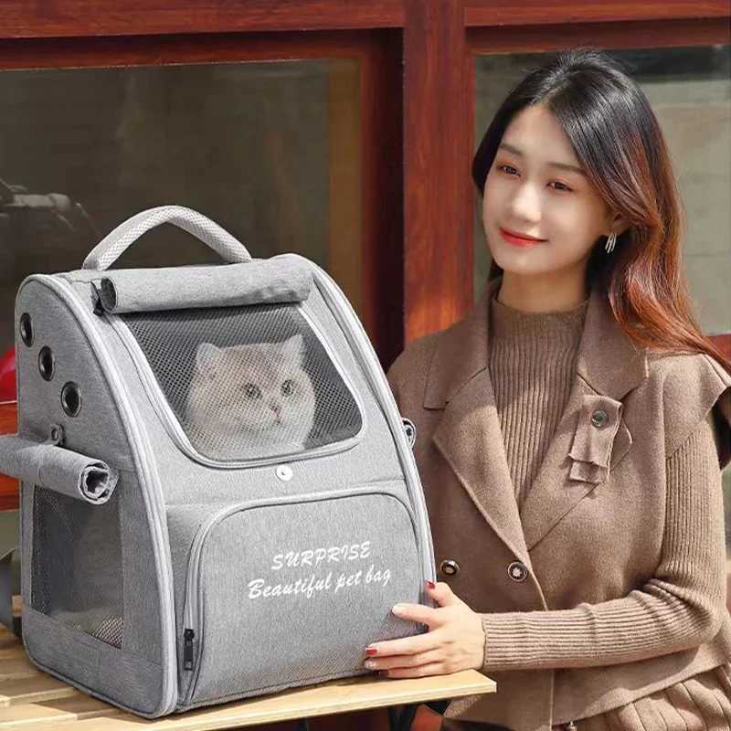 Cat Backpack Pet Carrier Bag Portable Collapsible Breathable Thickened straps are easy to clean Pet Travel Carrier Backpack 250205