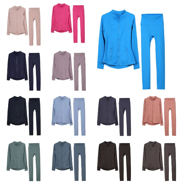 2025 womens yoga set spotes zippered cardigan long sleeved slim fit running fiess definition gym sports jacket Bell-bottom Suits Tracksuits Set design