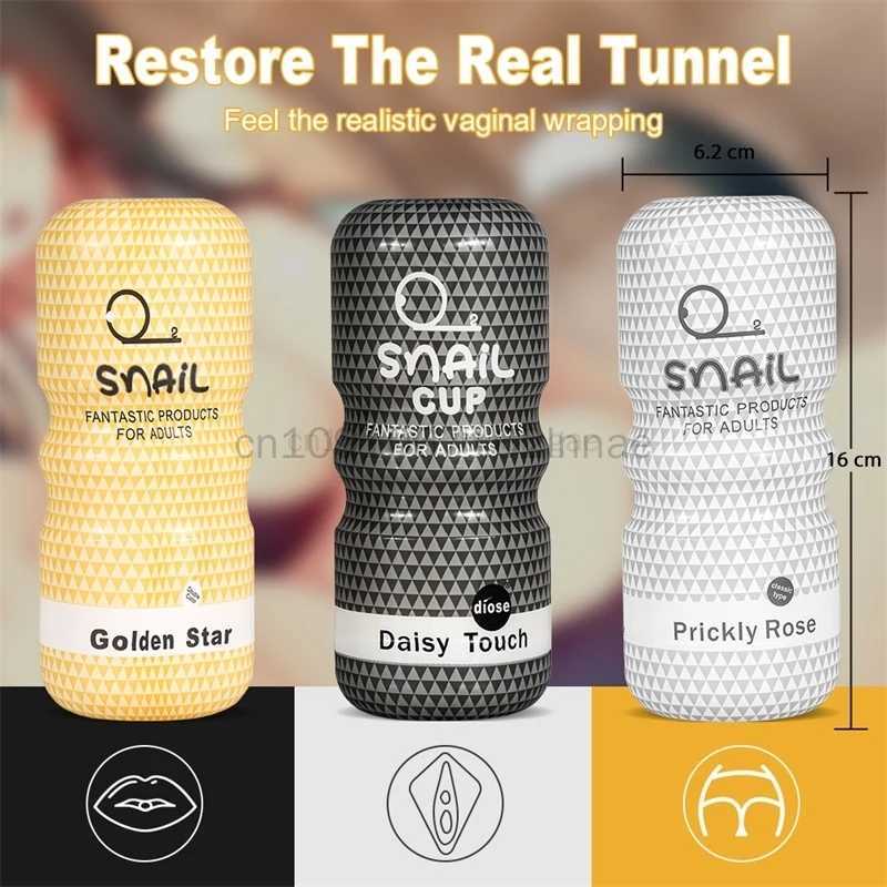 Hot Snail Male Masturbator Vagina Anal Oral Masturbation Cup Penis Massager Glans Exercise Blowjob Sex Toys for Men Adult Goods W250311