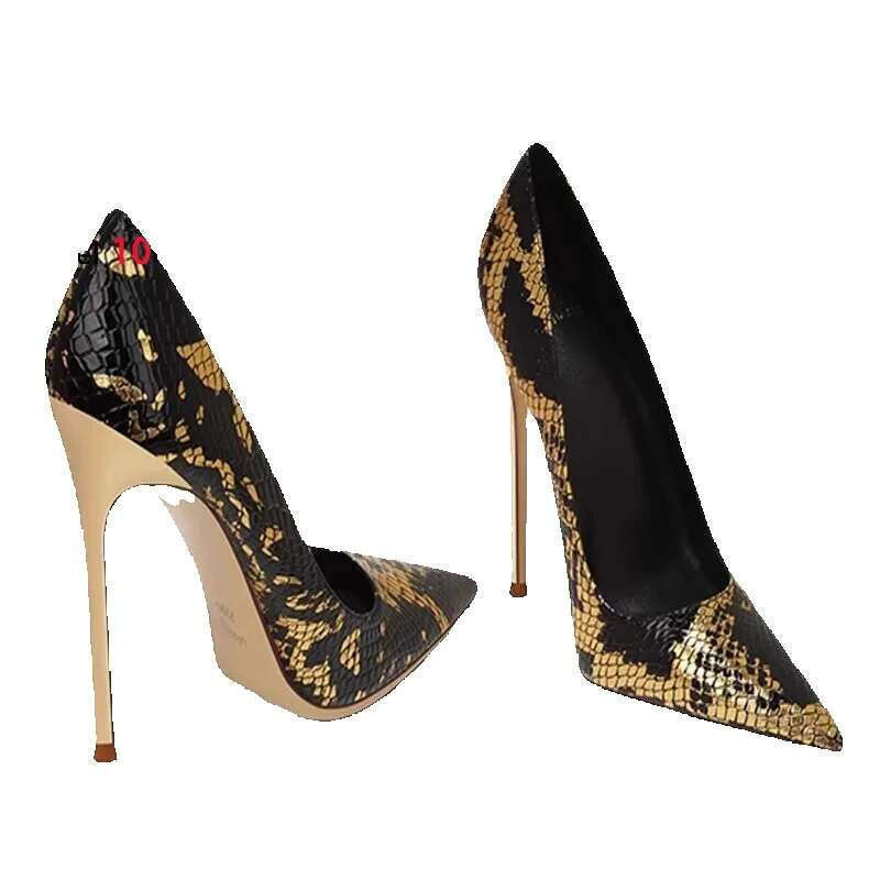 High Heel Fyluan European And American Style Women Cm Snake Pattern Fashion Pointed Toe Slim Heel With Party Single Shoes