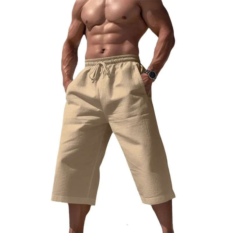 Summer selling loose and breathable cropped pants for men fashionable and casual breathable shorts 250310