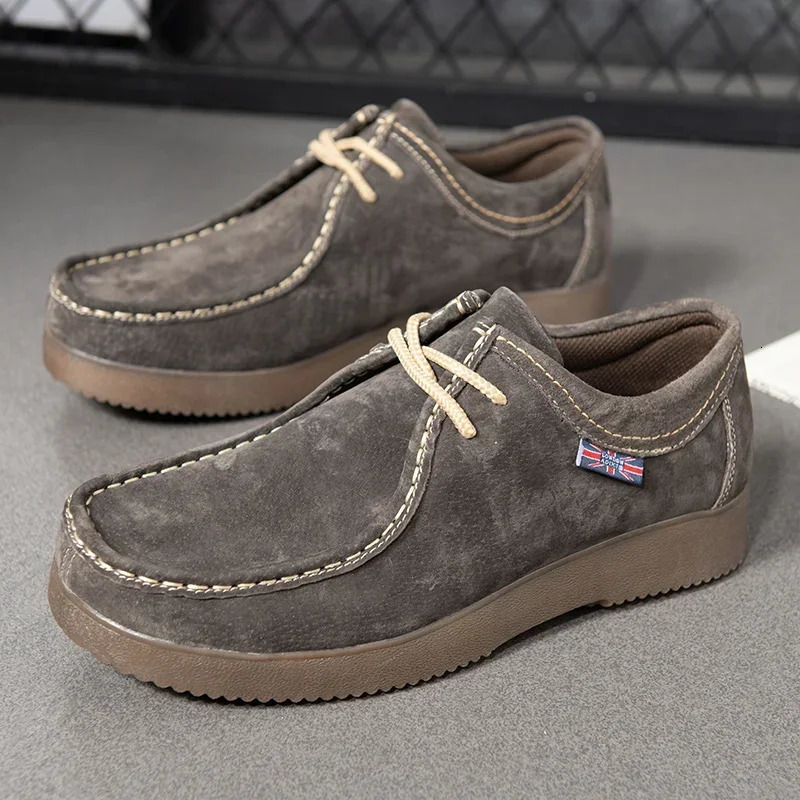 Autumn Men Casual Shoes Suede Leather Work Shoes Male Lace-up Flats Sneakers Platform British Business Party Dress Shoes 38-44 250310