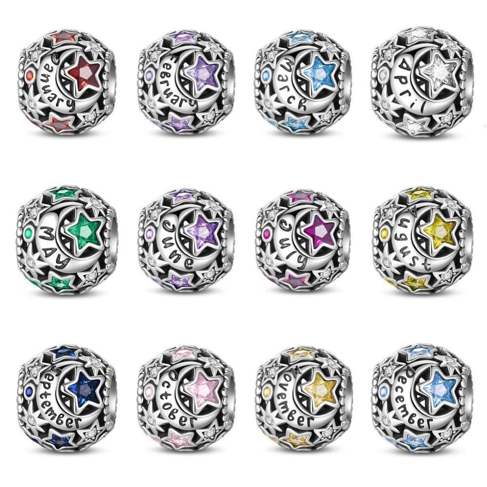 925 Sterling Silver birthstone Charms pendant beads bead Fit DIY jewelry accessories bracelet design new style fashion jewelry gift for women