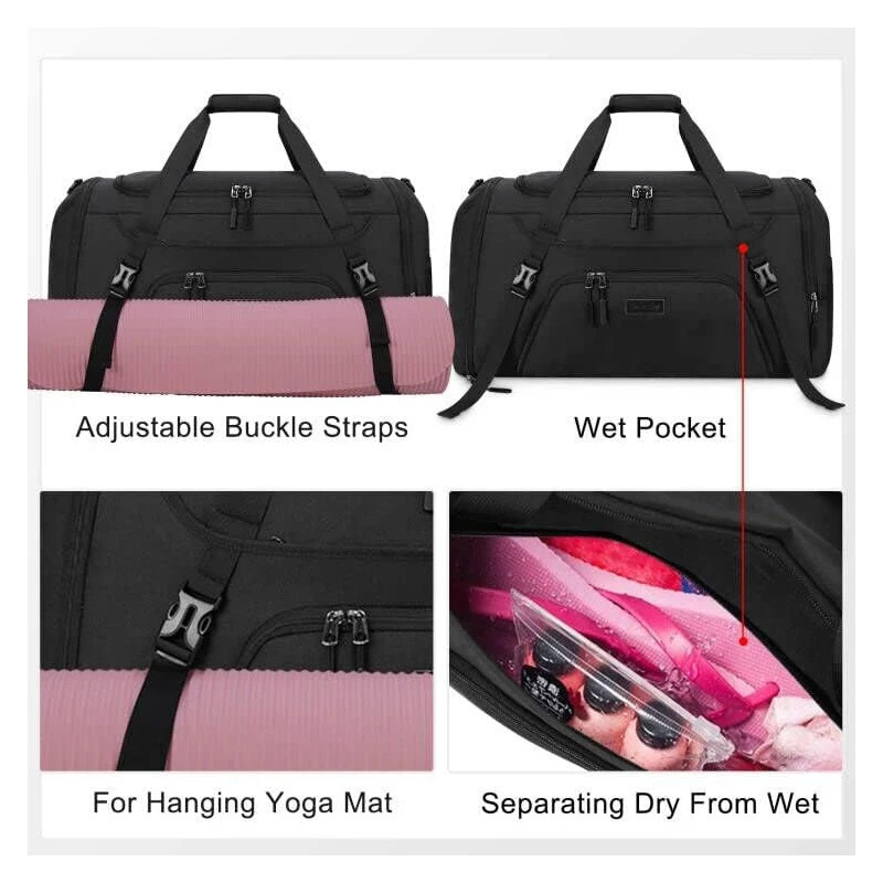 2Pcs gym luggage bag 55L waterproof sports travel with shoes company large capacity womens restroom 250311