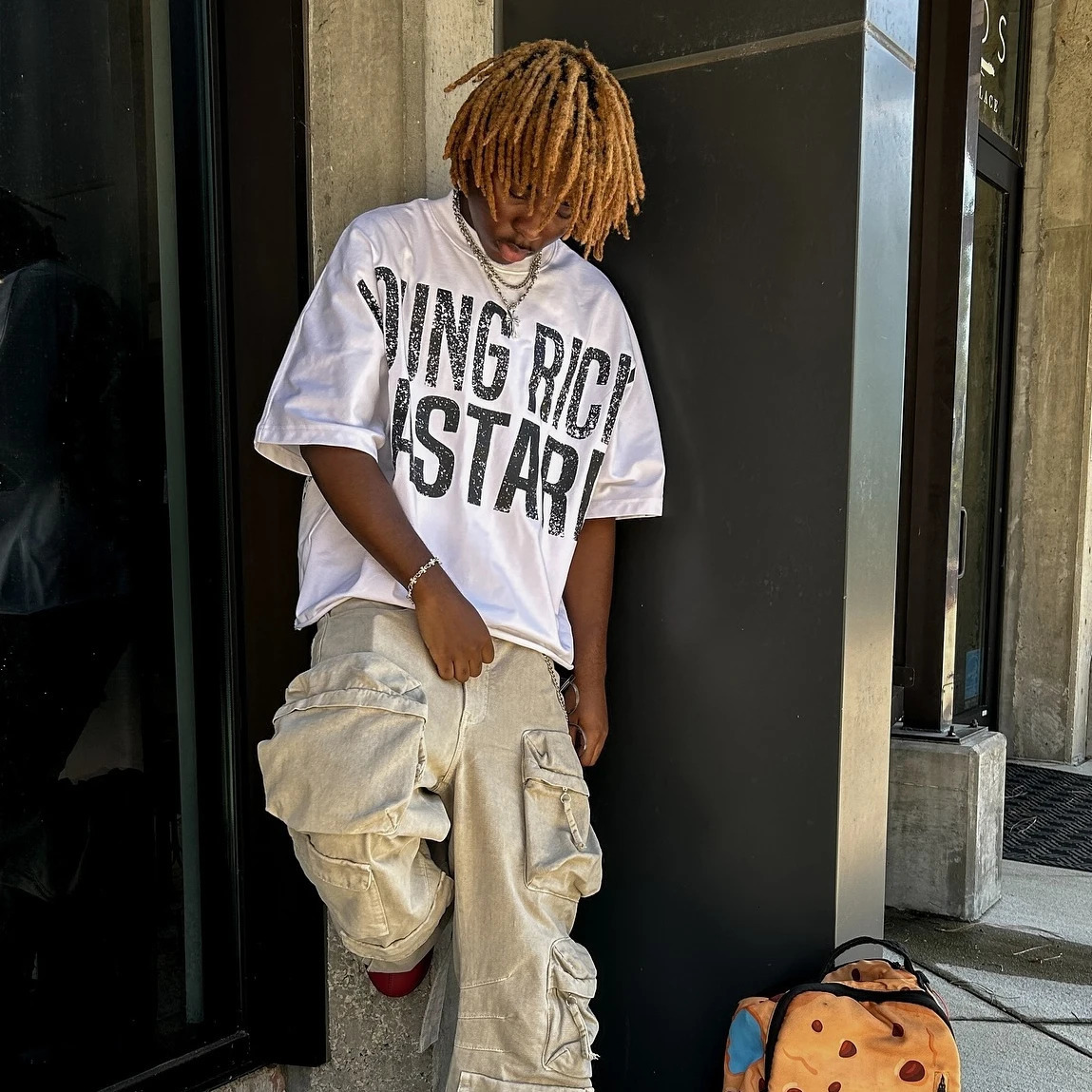 Y2K drop sleeve oversized T-shirt Harajuku hip-hop letter graphic printed short sleeved cotton top mens top 250310