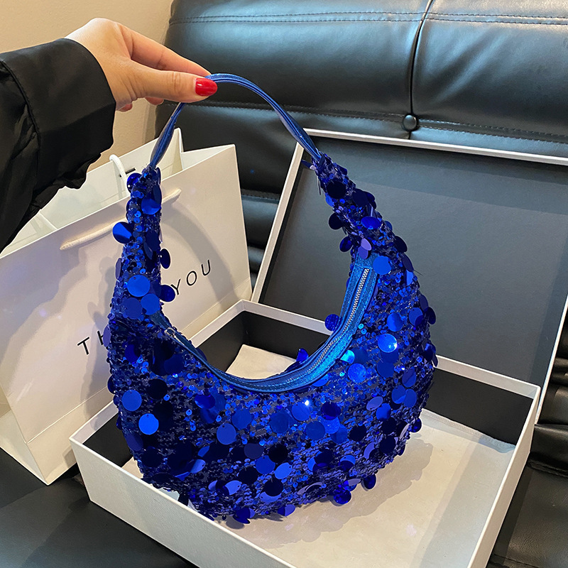 Internet Celebrity Armpit For Women 2024 New Fashion Sequin Dazzling Western Same Style Single Shoulder Dumpling Bag