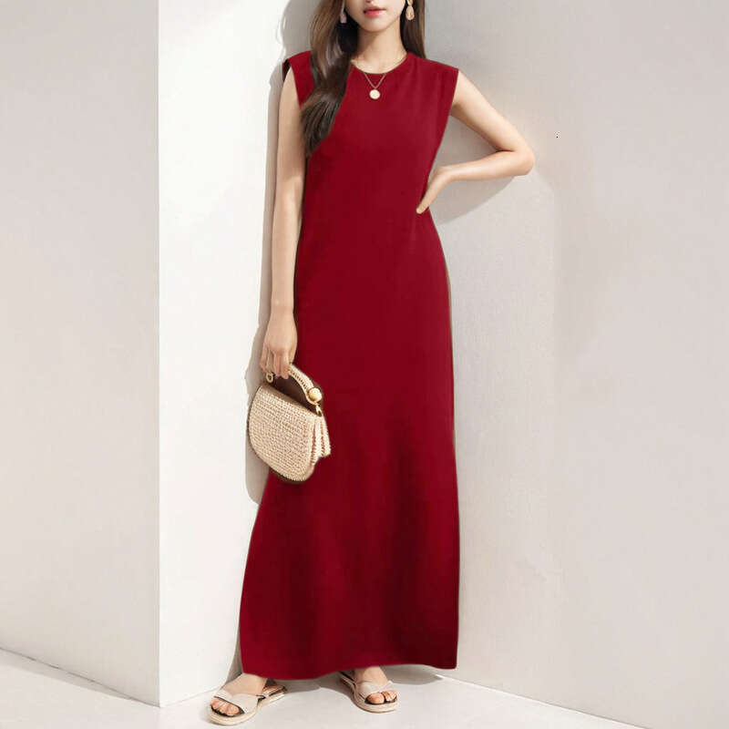 2025 Spring New Women's Casual Loose French Style Sleeveless Commuter Slimming Dress KLMY