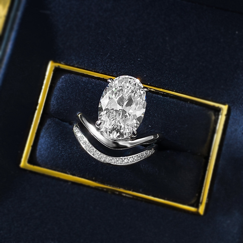 Choucong 2025 Sparkling Luxury Jewelry Real 100% 925 Sterling Silver Dove Egg Large Oval Cut White Moissanite Diamond Party Eternity Women Couple Ring
