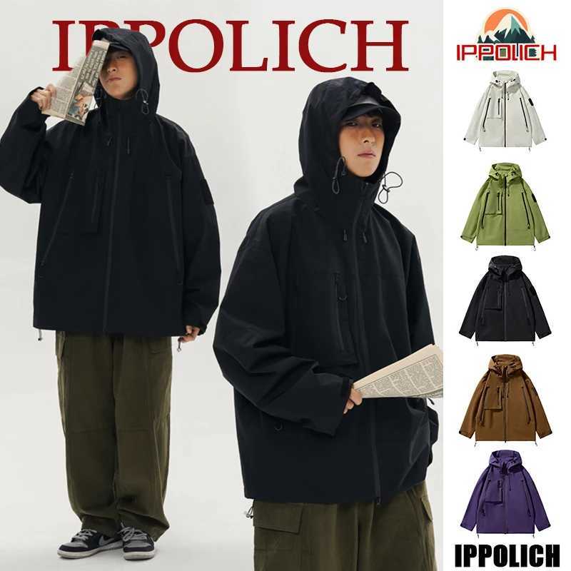 Hiking Jackets Men Waterproof Windproof Casual Hooded Outdoor Sports Clothes Hiking Coat Running Climbing Solid Color JacketT250311